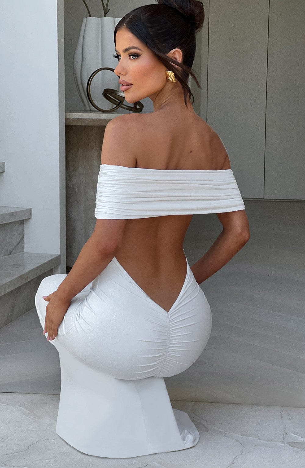 Belinda Maxi Elbise - Beyaz