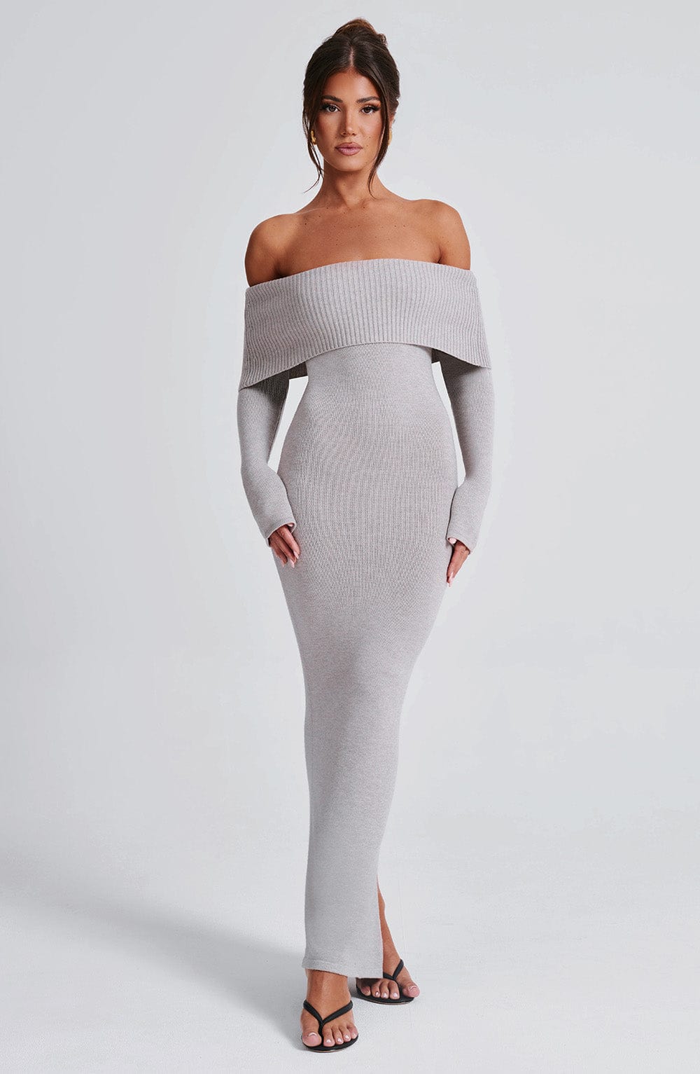 Beverley Knit Maxi Elbise - Gray