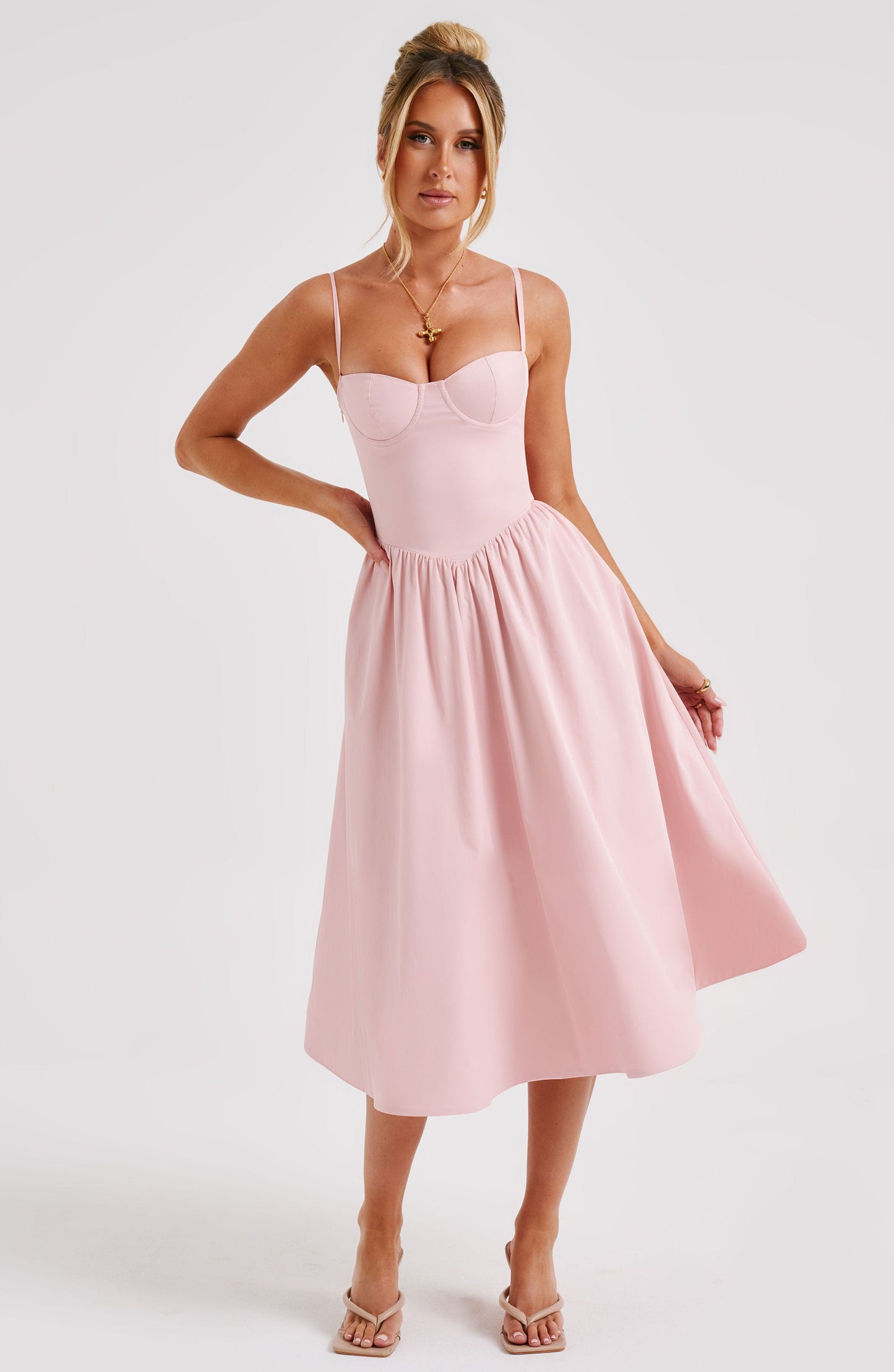Daisey Midi Elbise - Blush