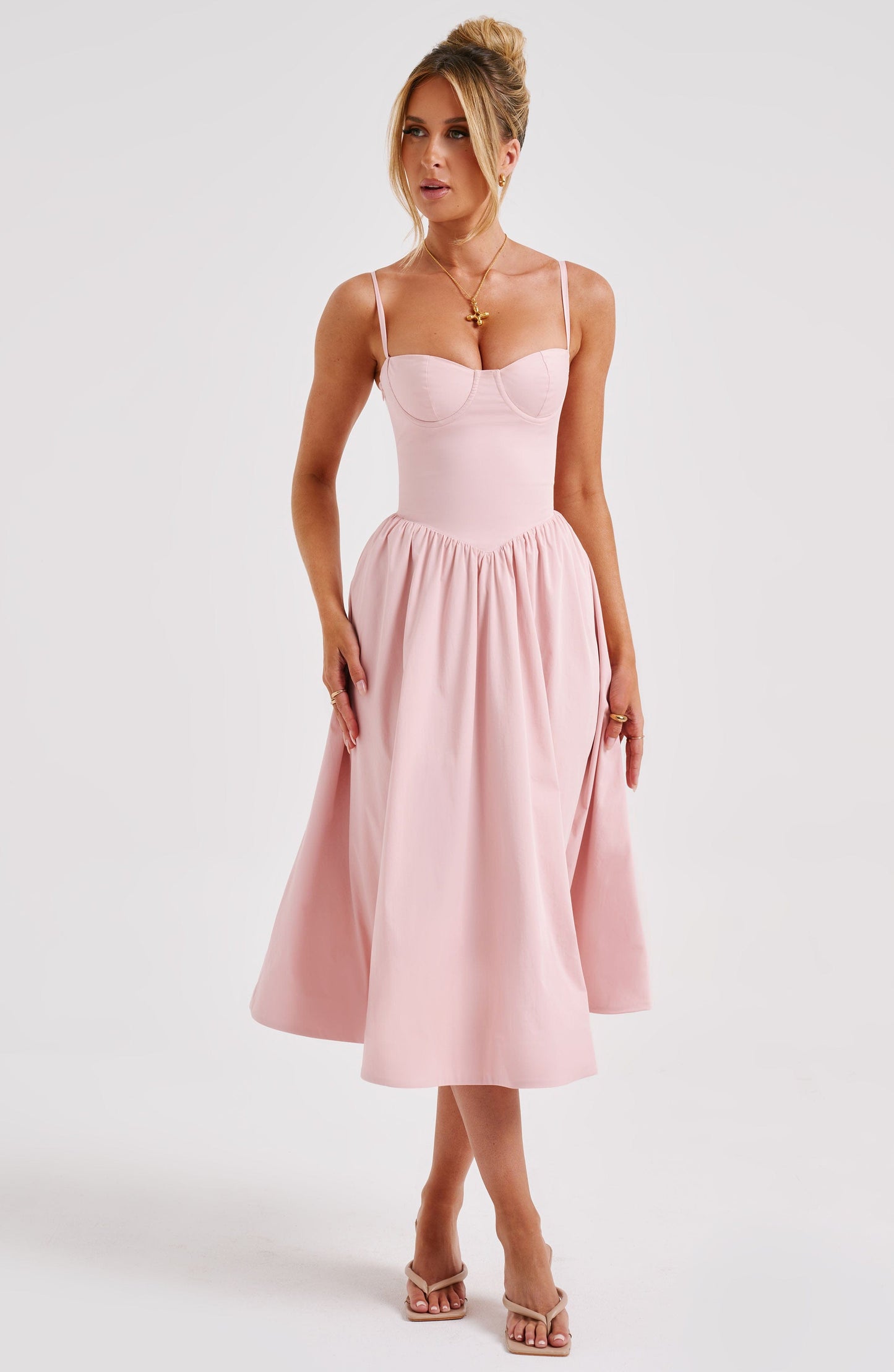 Daisey Midi Elbise - Blush