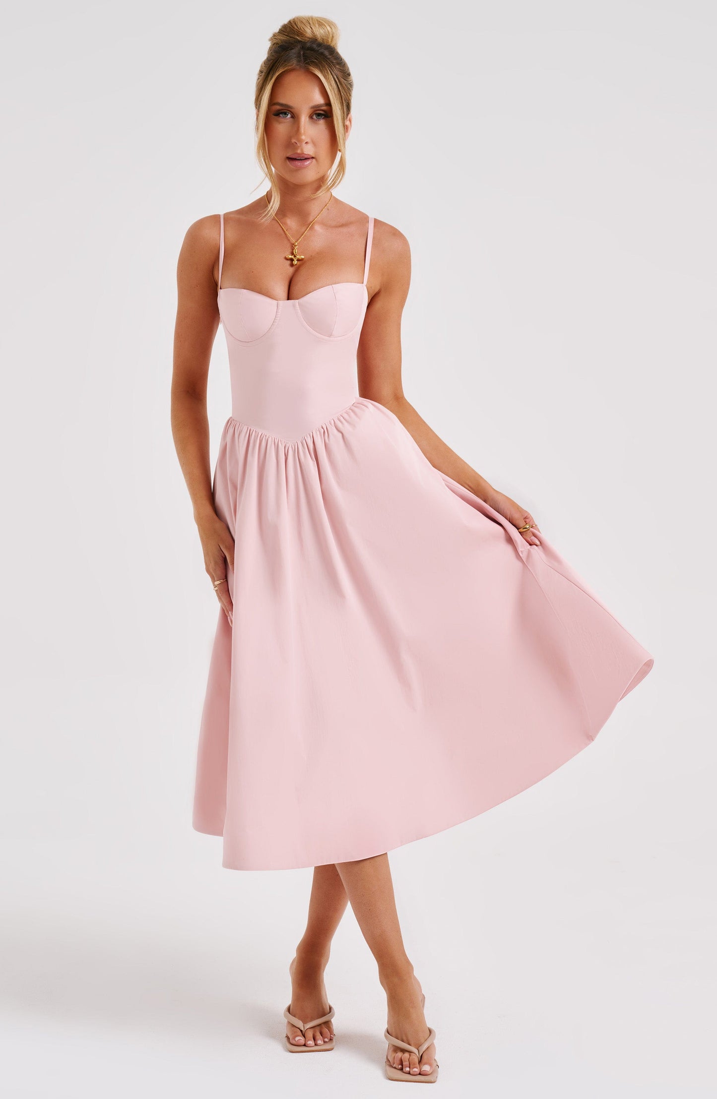 Daisey Midi Elbise - Blush