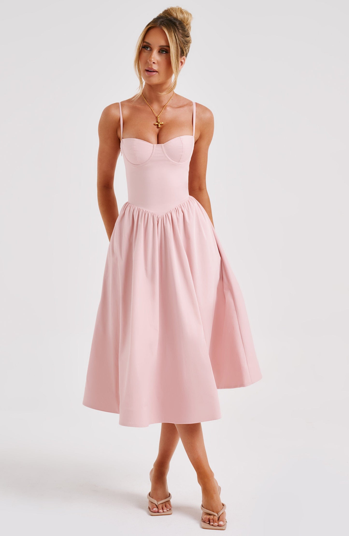 Daisey Midi Elbise - Blush