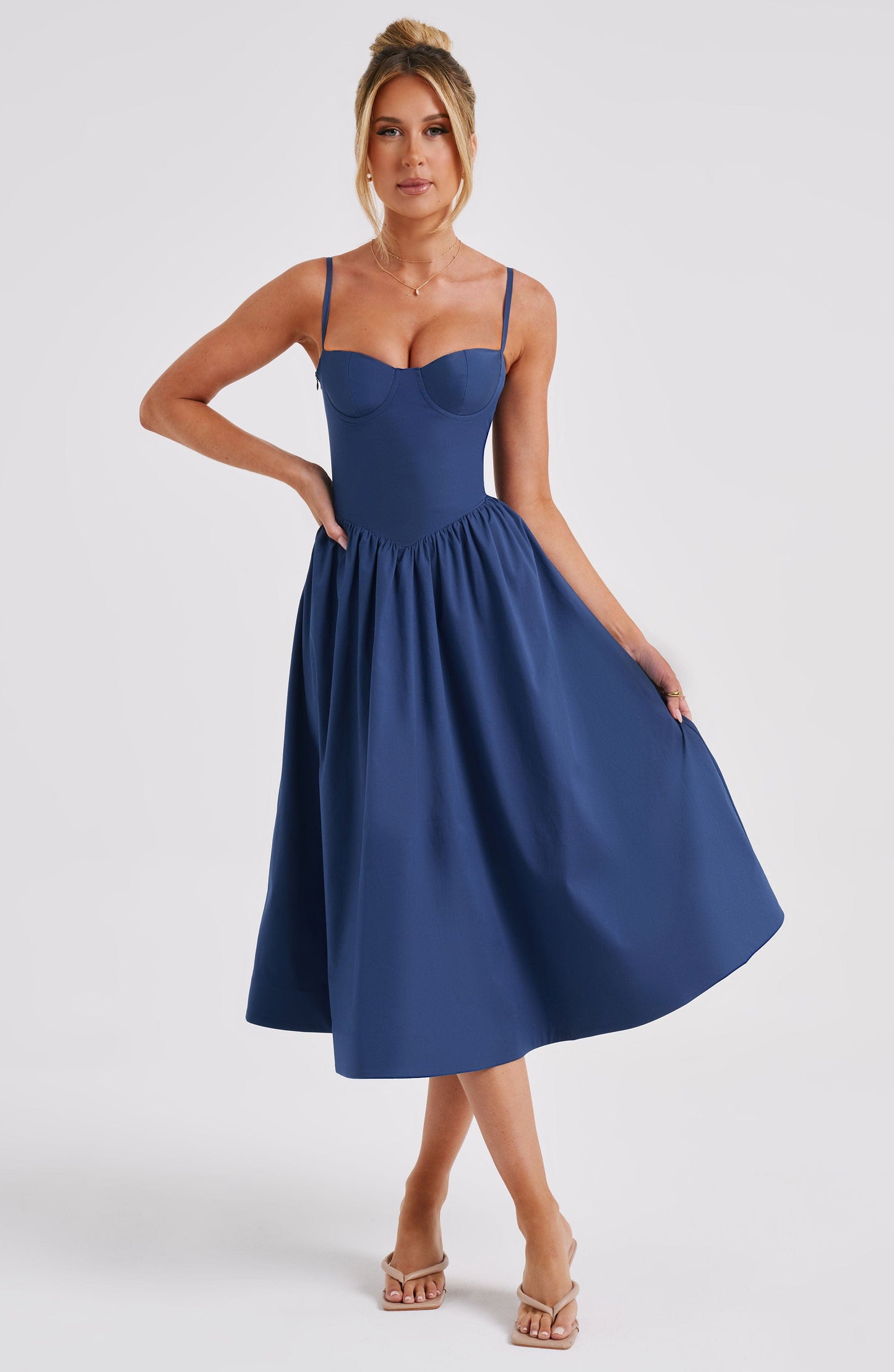 Daisey Midi Elbise - Navy