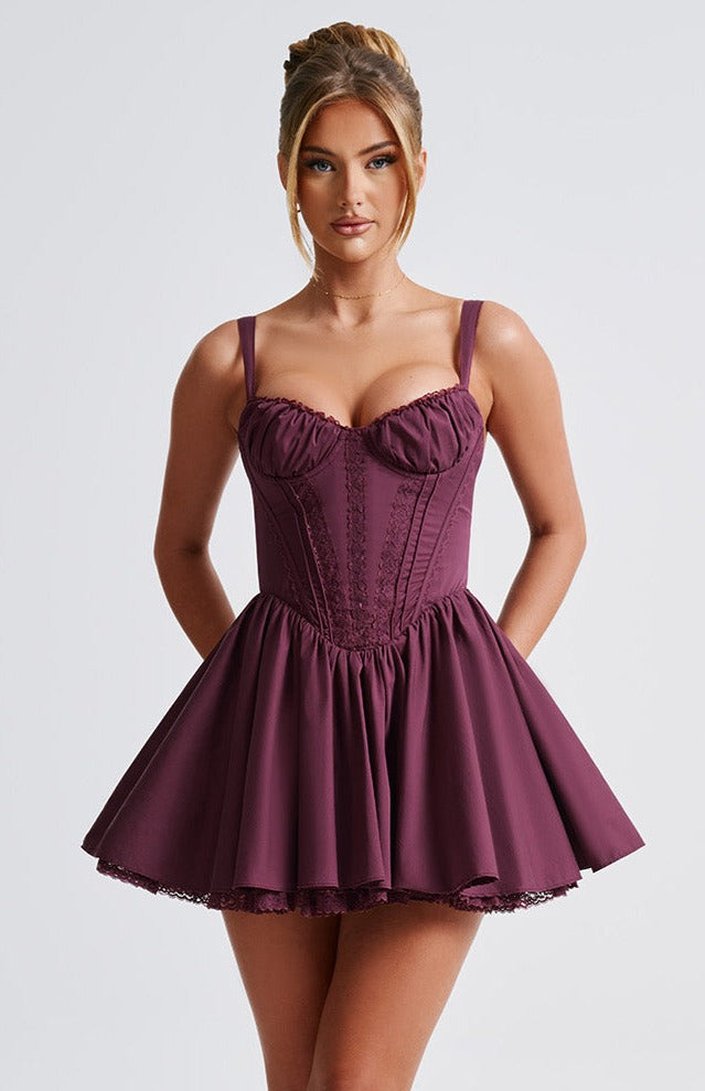 Robe courte Josie - Laque cerise