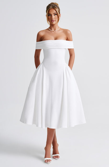 Miranda Midi Elbise - Ivory