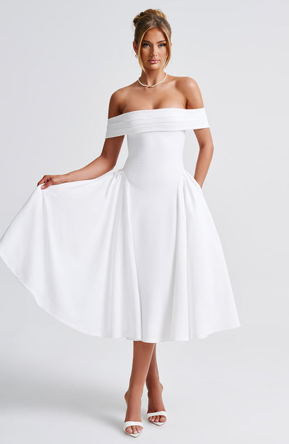 Miranda Midi Elbise - Ivory