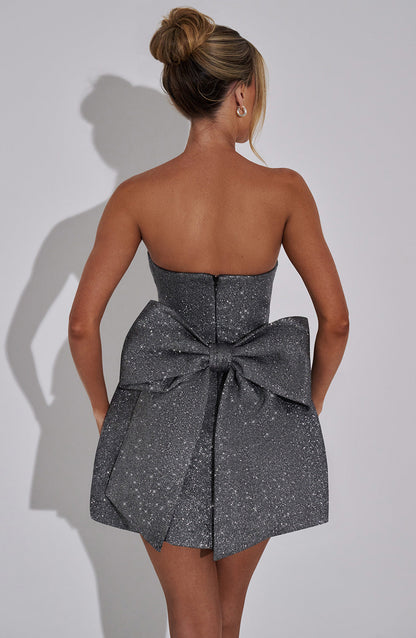 Robe courte Alice - Gris pailleté