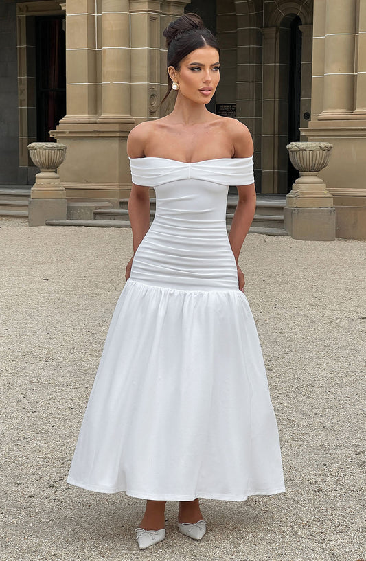 Wilhelmina Midaxi Elbise - Ivory