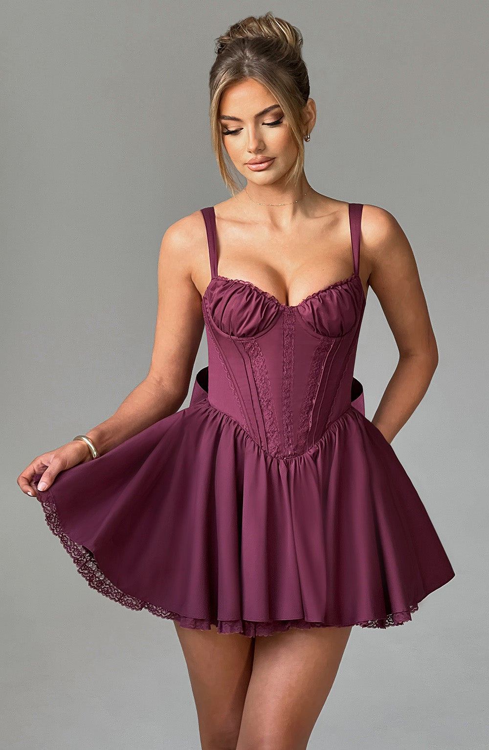 Robe courte Josie - Laque cerise