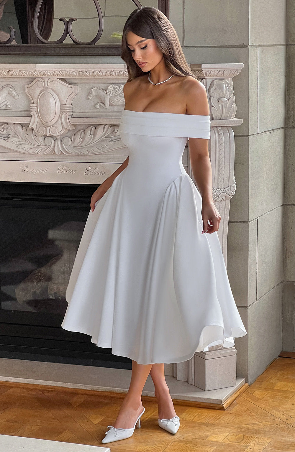 Miranda Midi Elbise - Ivory