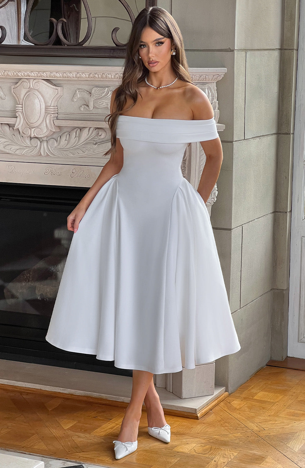 Miranda Midi Elbise - Ivory