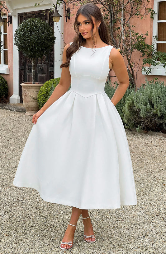 Clarabella Midi Elbise - Ivory