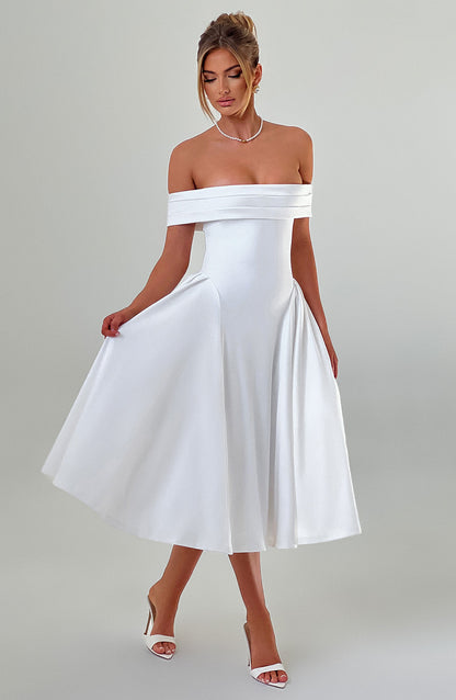 Miranda Midi Elbise - Ivory