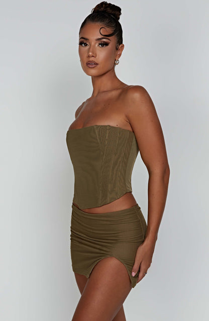 Alina Mini Etek - Khaki