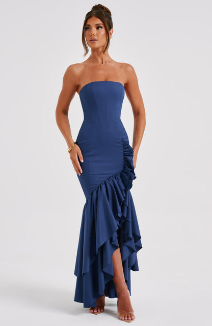 Robe longue Angelina - Bleu marine