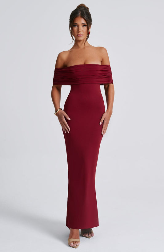 Belinda Maxi Elbise - Şarap