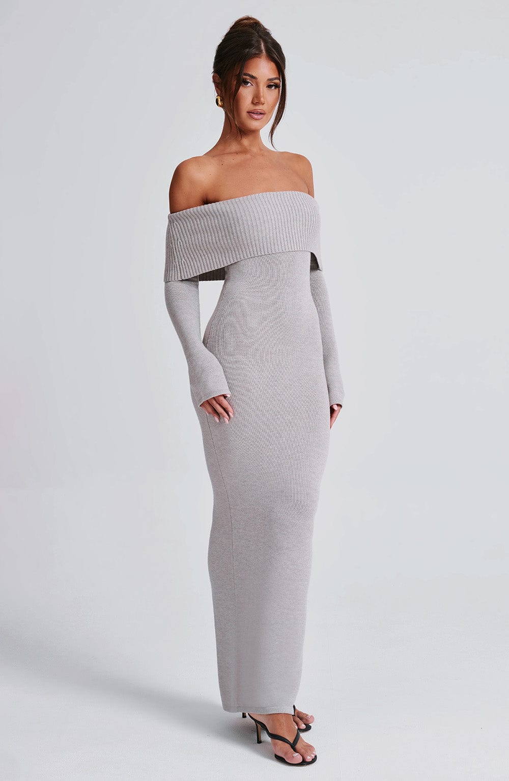 Beverley Knit Maxi Elbise - Gris