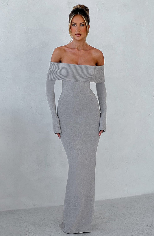 Beverley Knit Maxi Elbise - Gray
