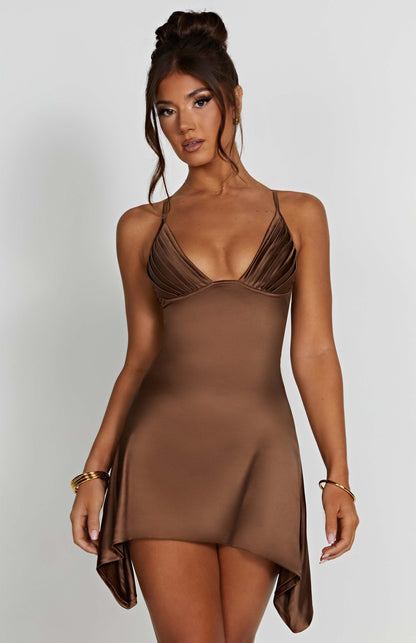 Robe courte Clarise - Chocolat