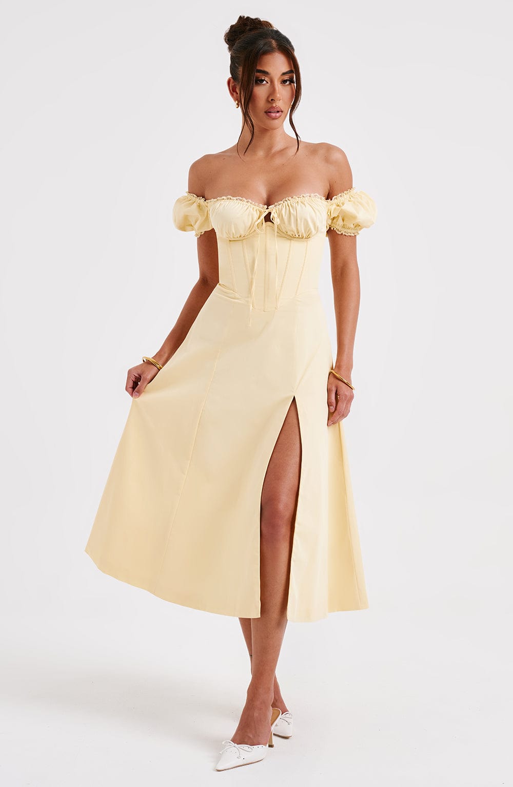 Courtney Midi Elbise - Citron