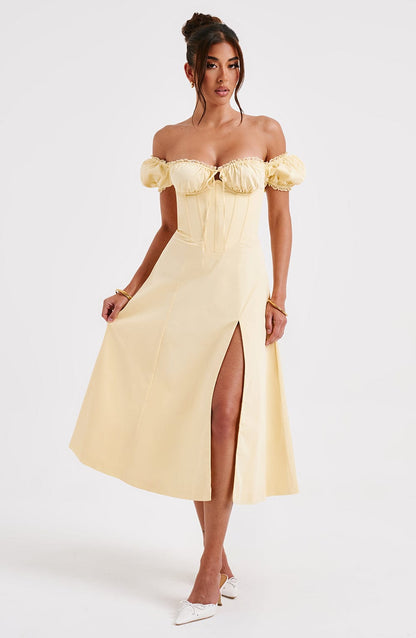 Courtney Midi Elbise - Citron