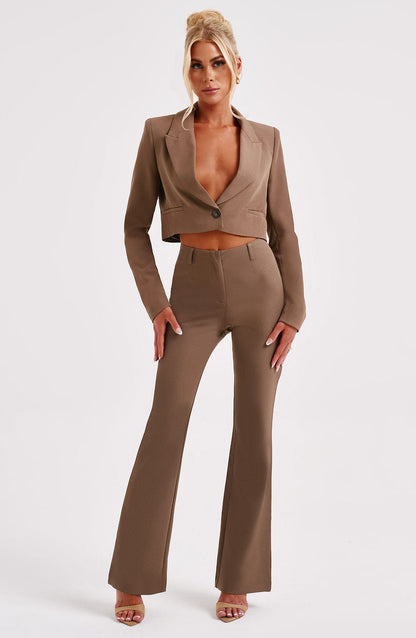 Darci Crop Blazer - Mocha