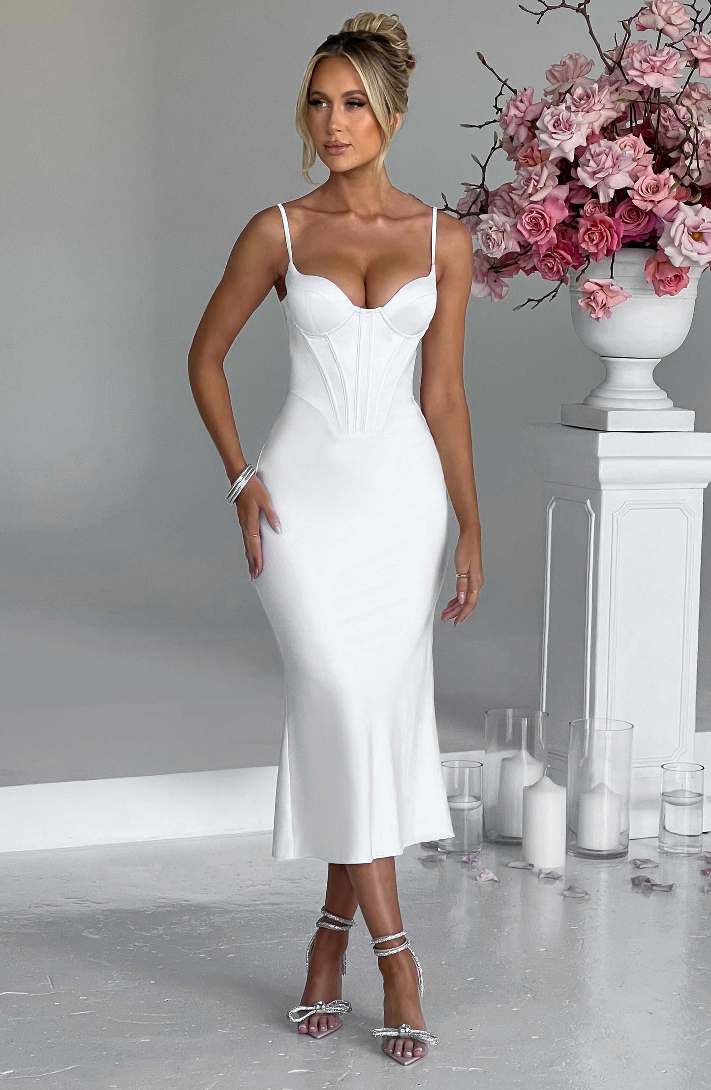 Farrah Midi Elbise - Ivory