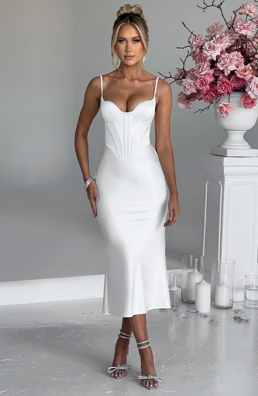 Farrah Midi Elbise - Ivory