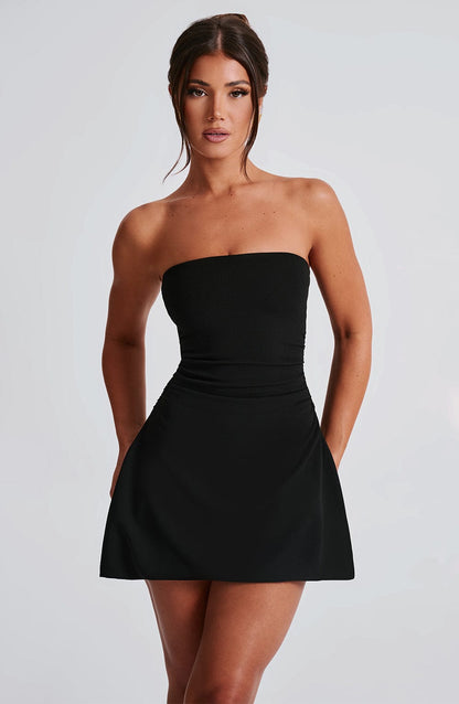 Robe courte Fleur - Noir