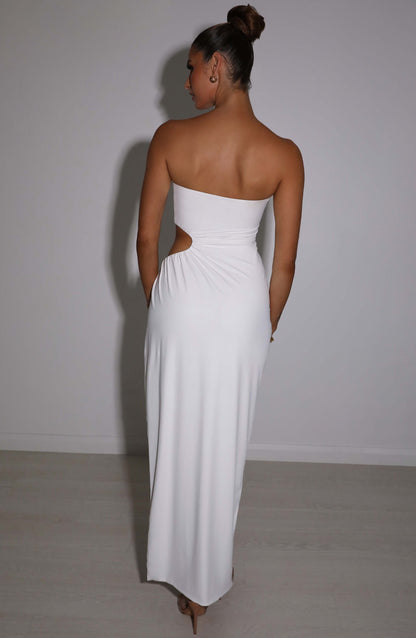 Robe longue indigo - blanche