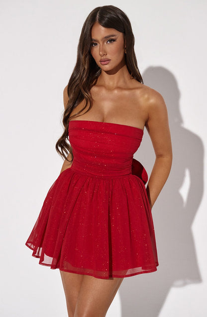 Katrina Mini Dress - Red Sparkle