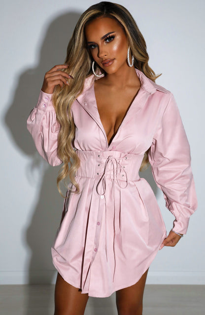 Lenette Shirt Dress - Dusty Pink