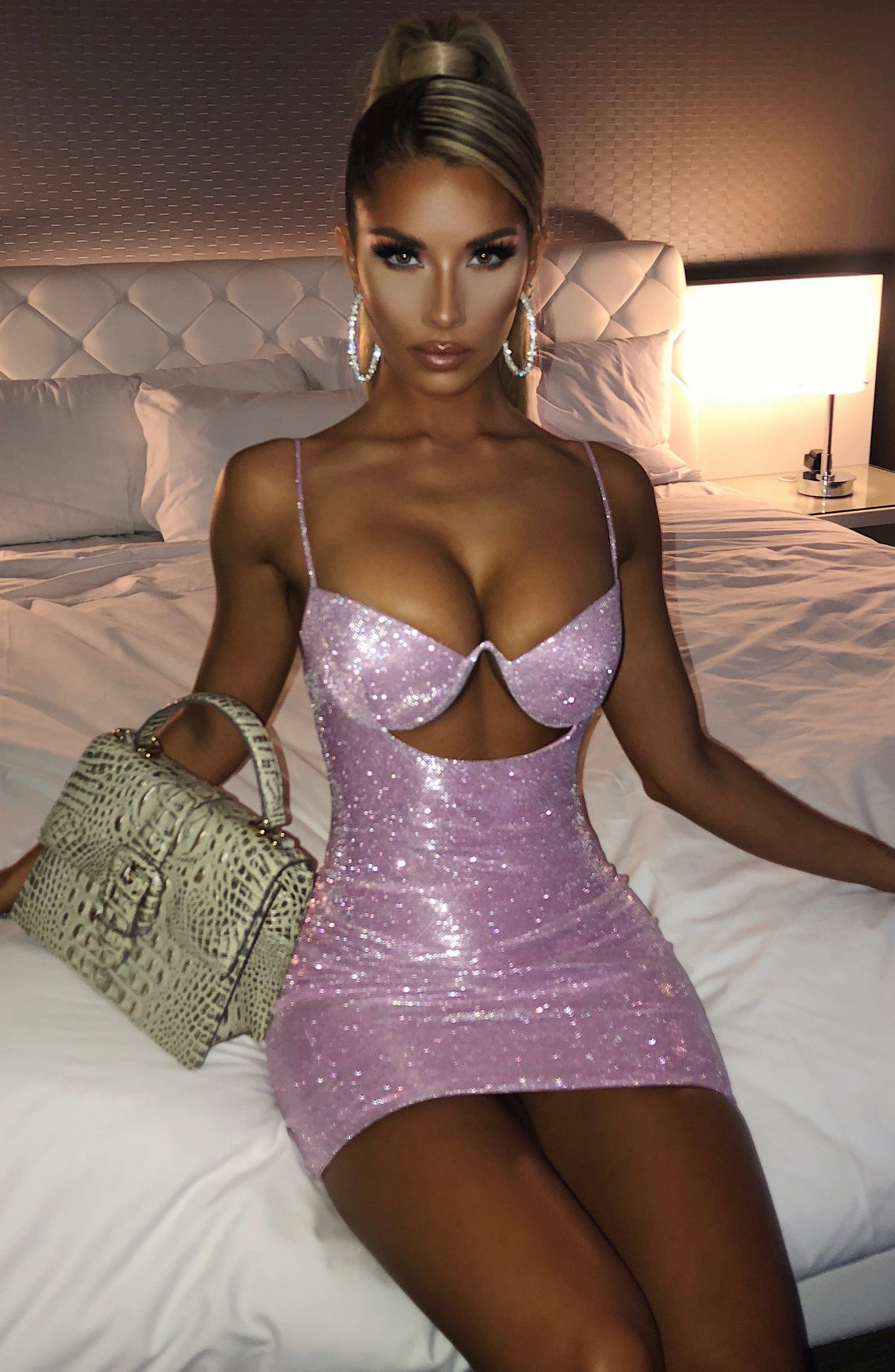 Mya Mini Dress - Pink Glitter