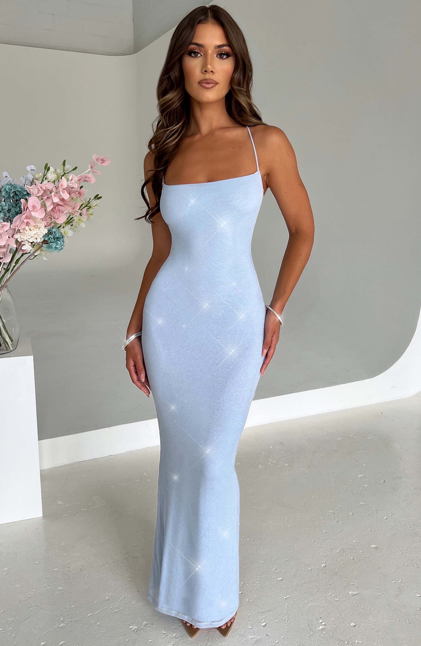 Nessa Maxi Dress - Baby Blue Sparkle