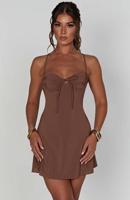 Robe courte Renee - Chocolat