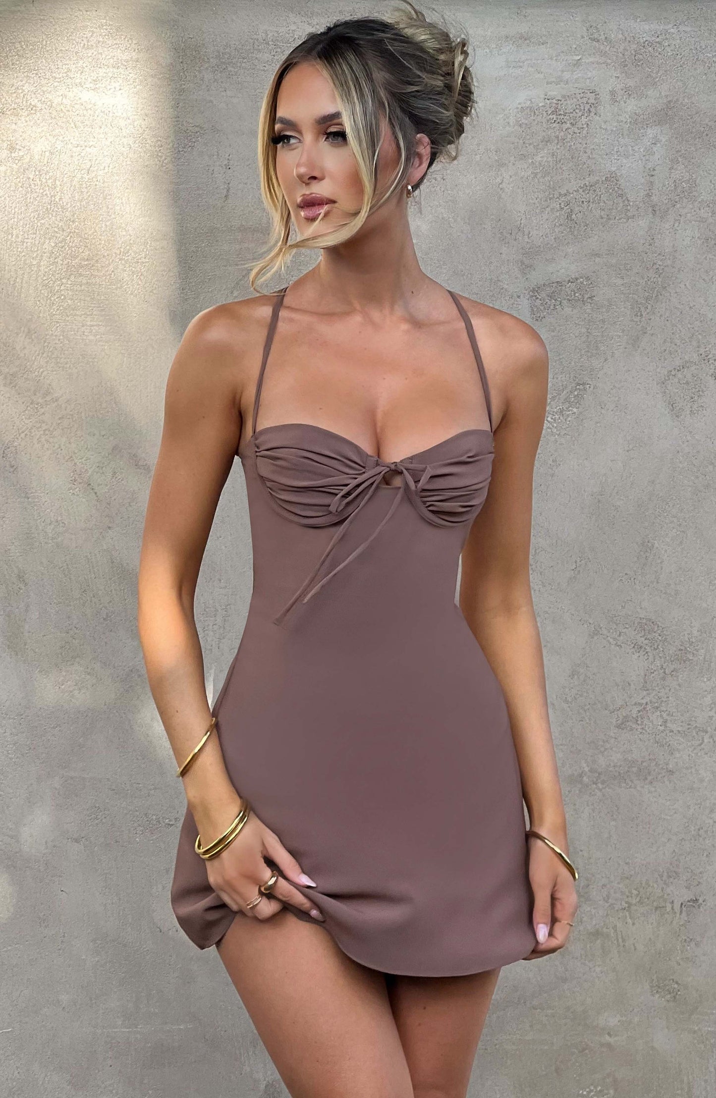 Robe courte Renee - Chocolat