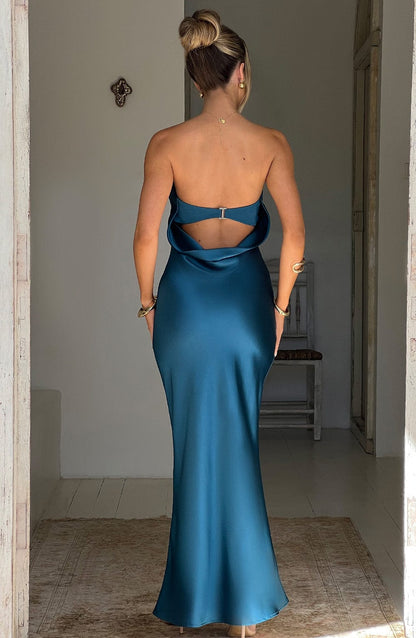 Robe longue Rheanna - Bleu sarcelle