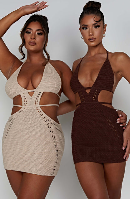 Selena Mini Dress - Chocolate