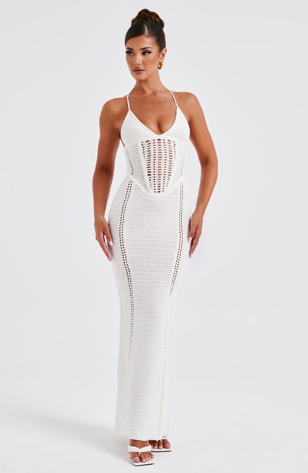 Robe longue Xanthe - Beyaz