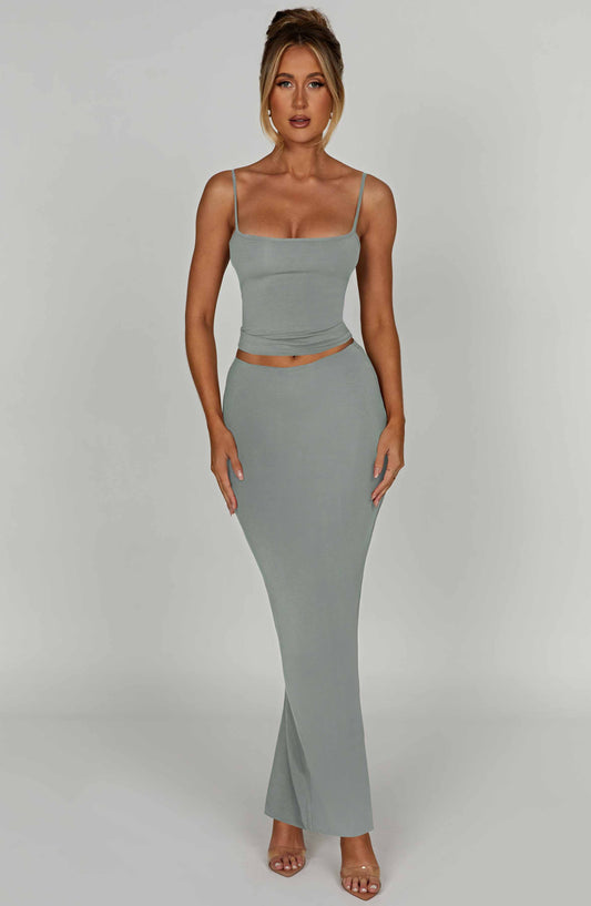 Yazmin Maxi Etek - Çelik